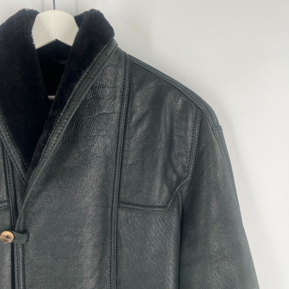 VTG Real Sheepskin Shearling Jacket Black Wolff of Canada Genuine Men's Sz 42 - Picture 7 of 16